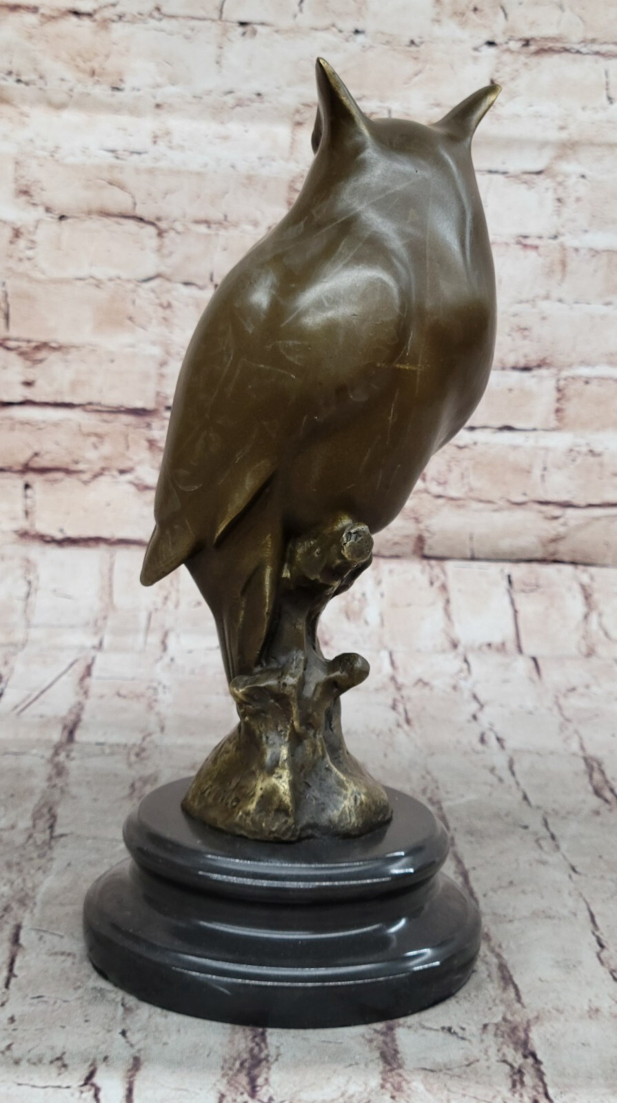 THE OWL ART DECO BEAUTIFUL BRONZE STATUE SCULPTURE ON MARBLE REAL BRONZE GIFT