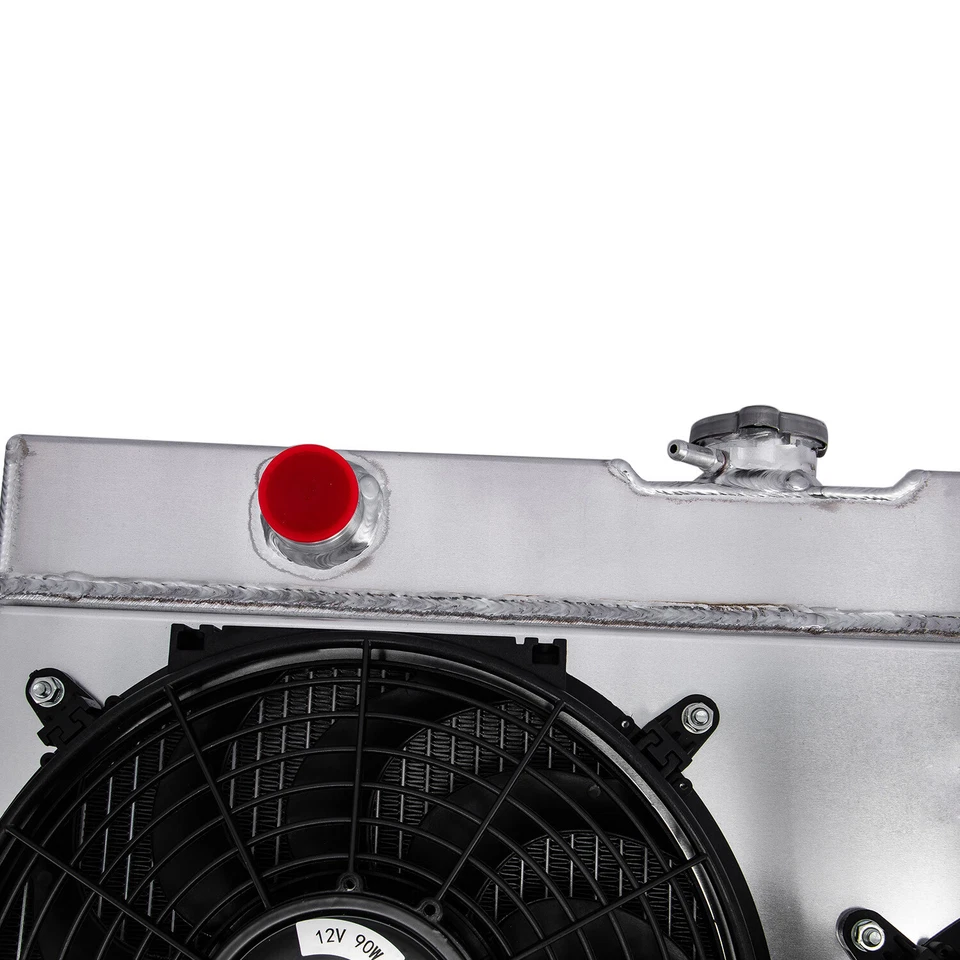 4 Row Radiator+Shroud Fan For 63-68 67 Chevy Bel Air/Impala/Chevelle El Camino Foto 4 de 4