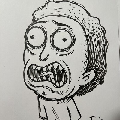 Rick & Morty By Frank Forte  Original Art Copic Marker Drawing Of Morty