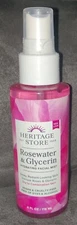 Heritage Store Rosewater & Glycerin Hydrating Facial Mist Toner 4 oz/118mL