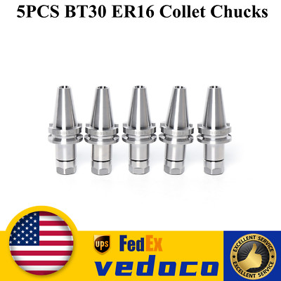 BT30 ER16 2.76'' 70mm 5PCS KIT Collet Chuck Tool Holder Balance 12000RPM BT30 5PC