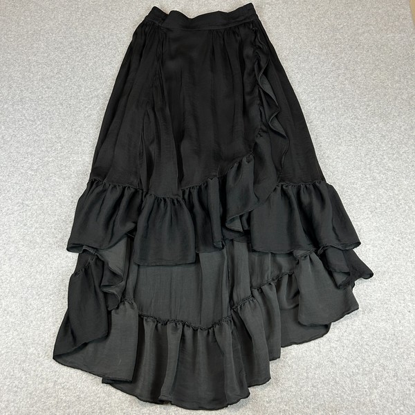 Maje Skirt Women's Size 3 Black High Low Frill Full