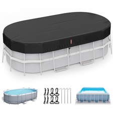 12X18FT Rectangular Pool Cover with Above Ground Pool, Solar Oval Pool Cover