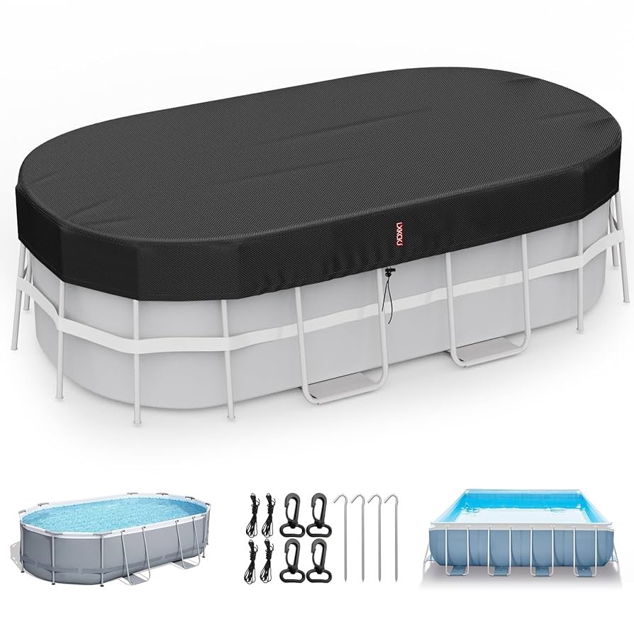Cubierta de piscina rectangular de 12X18 pies con piscina sobre el suelo, cubierta de piscina solar ovalada
