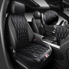 CAR PASS Luxury Napa Leather Front Car Seat Covers, Sideless Car Seat Protect...