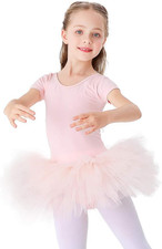 Ragazza Tutu per Danza Body Da Balletto Leotard Vestito Ginnastica Manica Corta