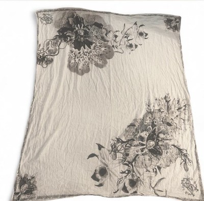 Roberto Cavalli RC Logo Snake Reptile Print Gray Silver Silk Scarf Square 90cm