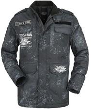 Rock Rebel by EMP Herren graue Übergangsjacke mit Patches und Teddyfell