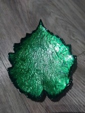 Coupelle feuille Savy Limoges France vert irisé vide-poches porcelaine vintage