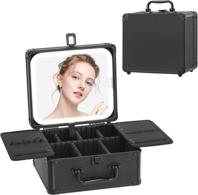 Makeup Case Magnetic Led Lighted Mirror Makeup Organizer Box Travel Cosmetic