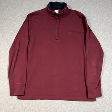Brooks Brothers Sweater Mens Large Red Pullover 1/4 Zip 100 Cotton Logo Maroon