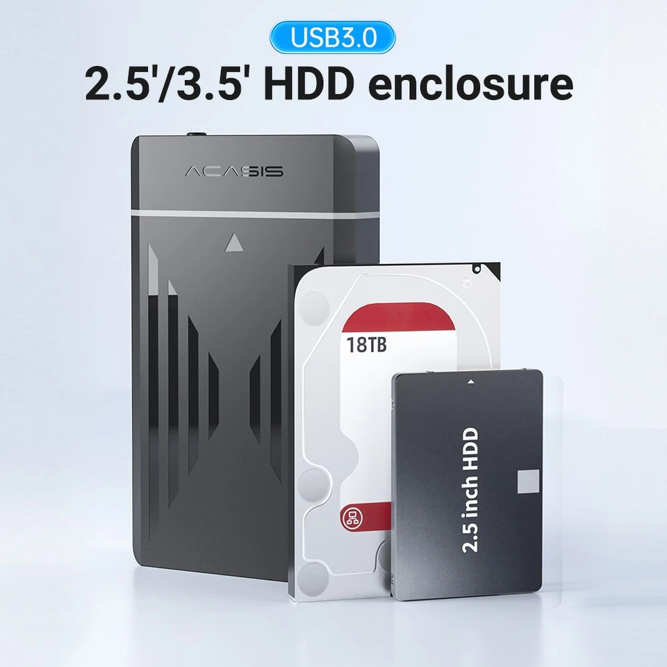 Acasis 2.5/3.5" USB 3.0 SATA HDD Case High-Speed Transfer for External Storage - Image 3 of 4