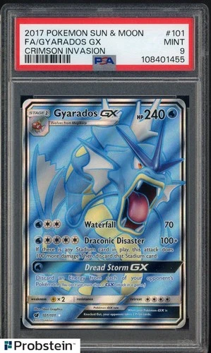 2017 Pokemon SUN & MOON CRIMSON INVASION #101 FULL ART/GYARADOS GX PSA 9