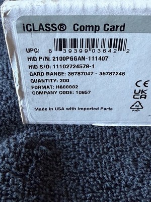 Brand New 200x HID 2100PGGAN iClass Reader Cards
