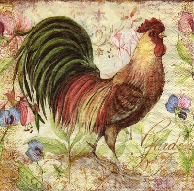 3 Servietten ~ Bauernhof, Schöner Hahn, Art Susan Winget ~ 33x33 (rar)