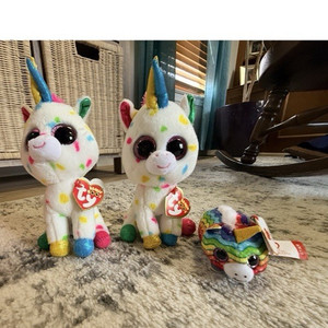 Ty Beanie Boos Unicorn Plush Lot of 7, Heart Tags ,Age 3+ (3-7 Years)