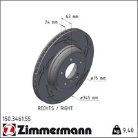 Zimmermann 150.3461.55 Bremsscheibe FüR BMW 5 6 E60 E61 E63 E64