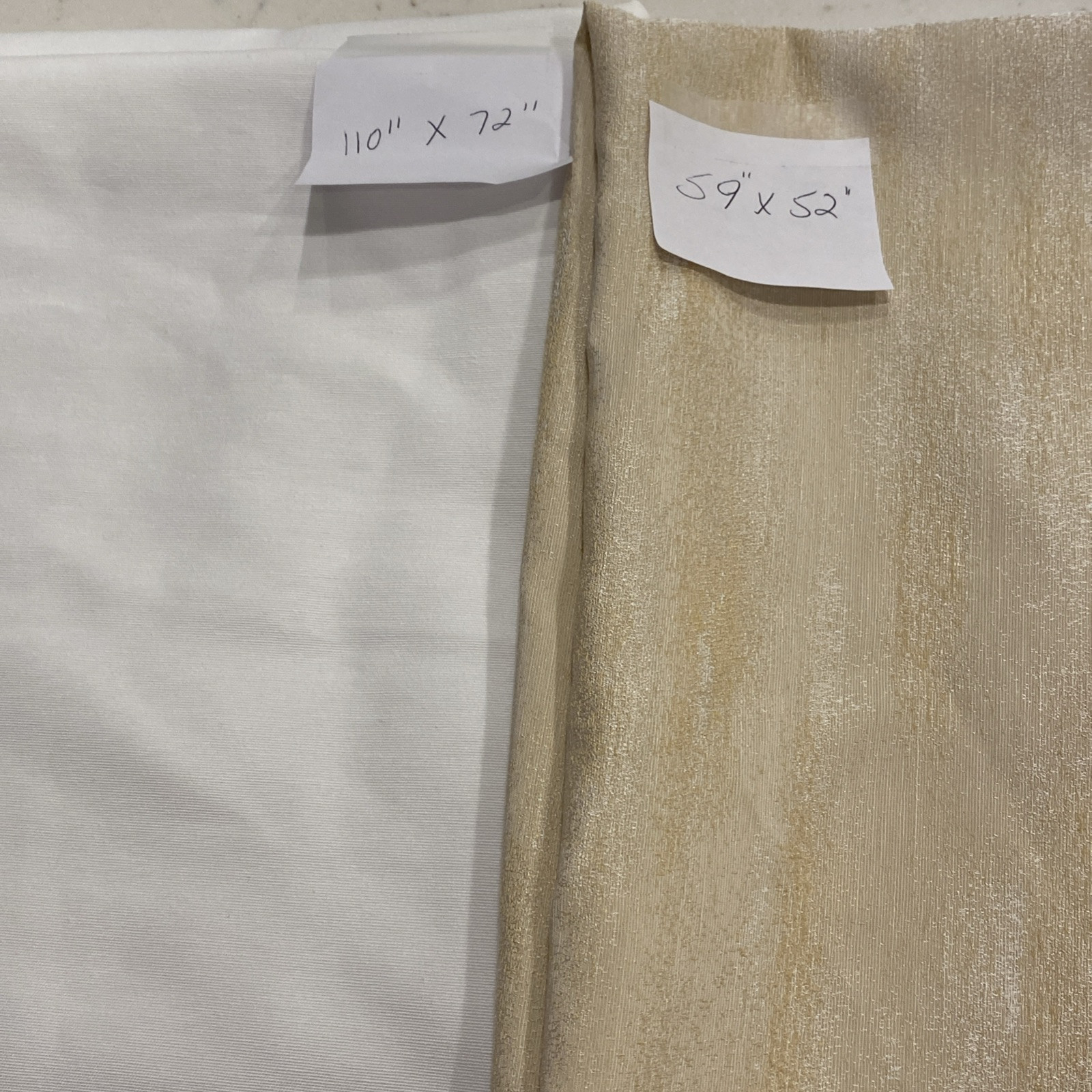 2 Large Pieces Of Heavy Material, White And Cream With Gold Tones