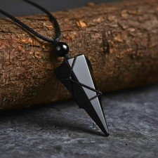 Natural Black Obsidian Crystal Pendant Healing Gemstone Necklace for Women Men