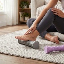 2Pcs Purple Gray Foot Massage Roller Set for Home Office Muscle Relief