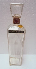 VINTAGE “FOUR ROSES” EMPTY DECANTER BOTTLE WITH ORIGINAL TOP-COLLECTIBLE -