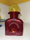 Blenko Glass Water Bottle 384 Limited Edition Black Cherry w/ Blenko Citrine Orb