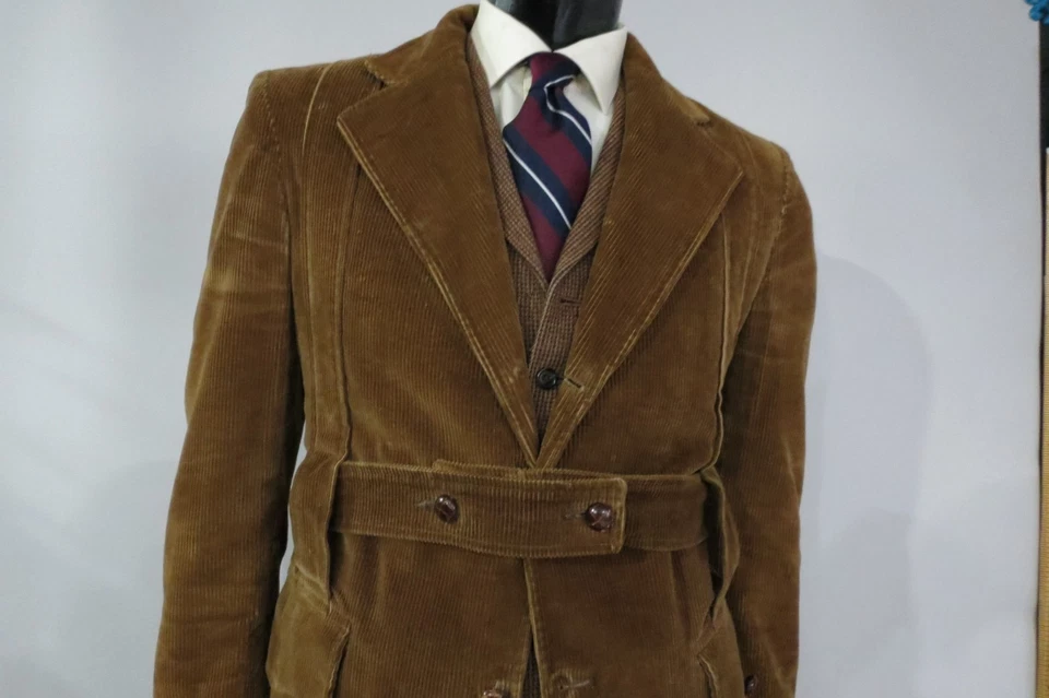 VTG Sears The mens shop heavy corduroy cotton full belted Norfolk jacket 40 R - Image 3 of 4