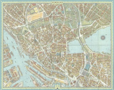 Hamburg Bild Vogelperspektive Stadtplan #43   Bollmann   Bildkart 1964 Karte