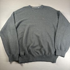 Tommy Hilfiger Sweater Mens 2XL Gray Crewneck Embroidered Flag Logo Pullover