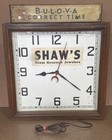 VTG BULOVA NY ST-5 Motor Clock 17” SHAW’S Texas Jewelers Advertising NOT RUNNING