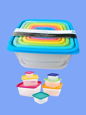  Mainstays Plastic Rainbow Food Storage Set, Multi Color, 14 Count New