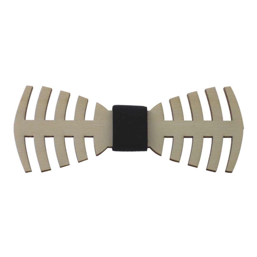 Wooden Engraved Fishbone Bow Tie The Bars