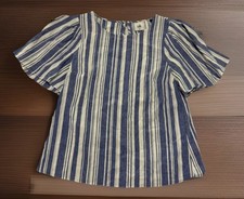 CAbi Blue and White Striped Short Sleeve Casu...