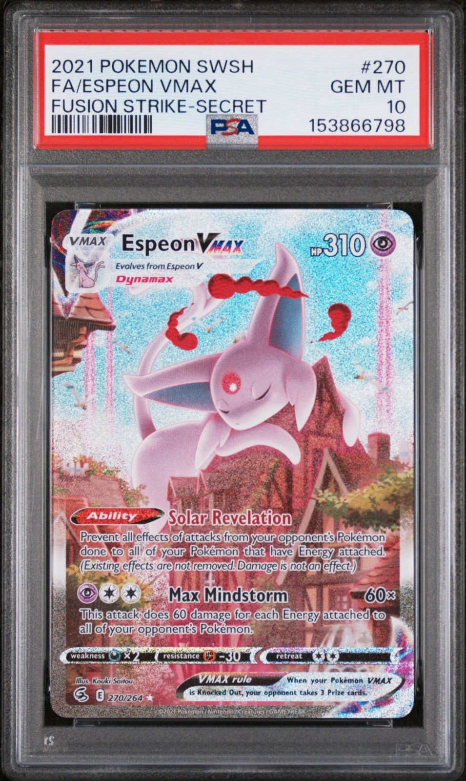 Espeon Vmax PSA 10 Fusion Strike Alt Art Pokemon Card 270/264 Full Art