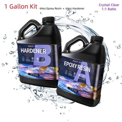 Crystal Clear Tumbler Epoxy Resin 1 Gallon Kit - River Table 1:1 AB Glue DIY Art