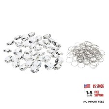 K9 Crystal Octagon Beads 2 Holes Pendants with Ring, 100 Pack Chandelier 16mm
