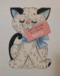 Hallmark Cat Die-Cut Birthday Greeting Card “Happy Birthday Darling Niece”