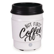 Mainstays "But First, Coffee" Ceramic Wax Warmer, Single Pack, White