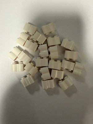 Lego 25 White Bricks Modified 1 x 2 Studs with Log Profile Building Blocks