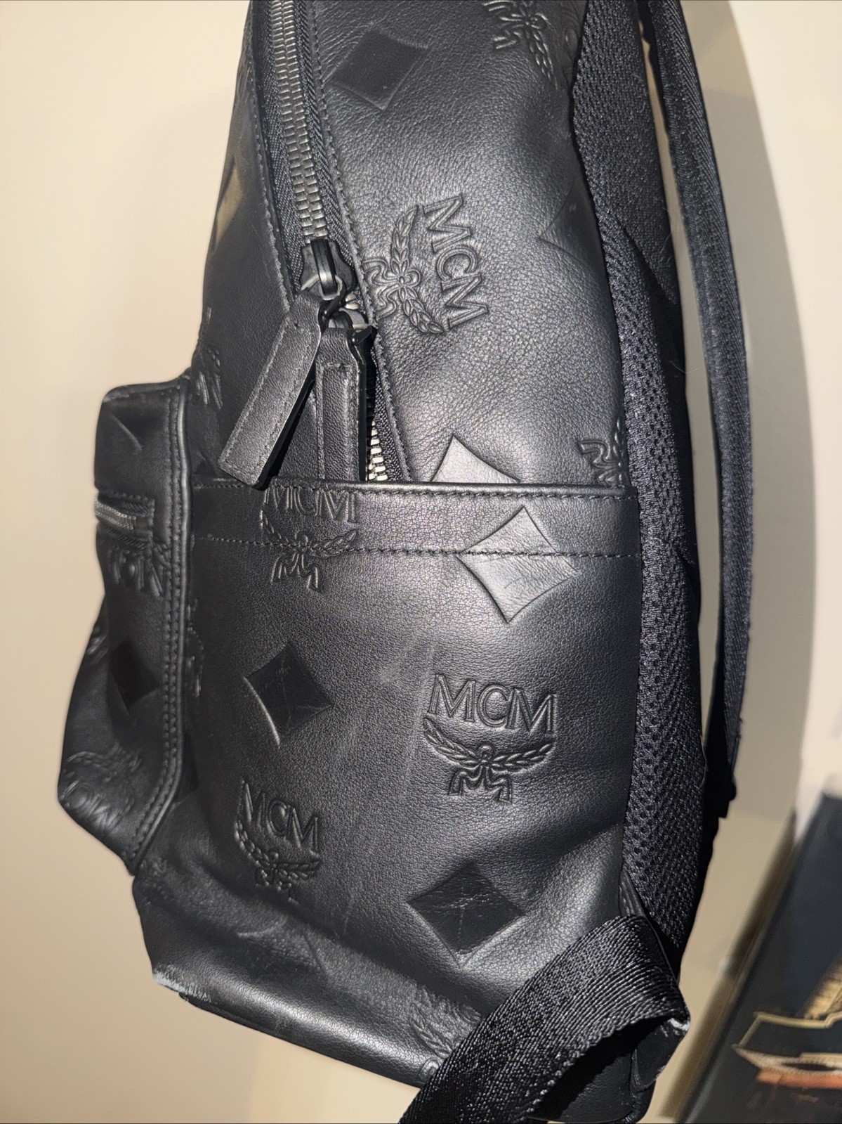 MCM Backpack Monogram Black Leather - image 3