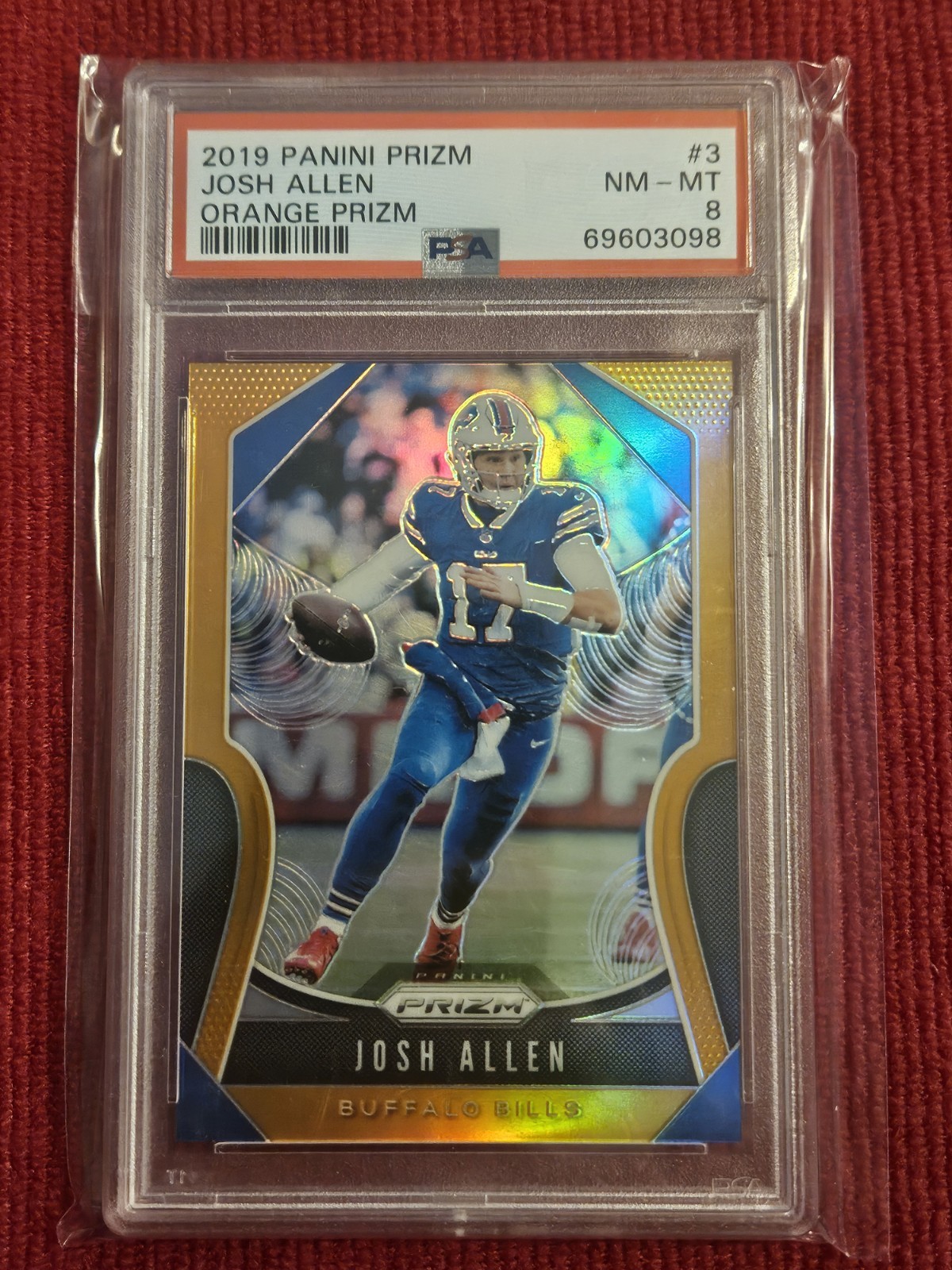 Josh Allen 2019 Panini Prizm Orange #05/249 PSA 8 Bills MVP view 2
