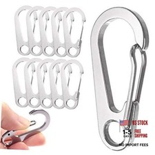 10PCS 1.77 Inch Stainless Steel Clip Spring-Snap Hook,EDC Mini Carabiner