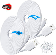 2 Pack Wyze Cam Power Extension Cable 20ft USB Flat Charging Camera Charger Cord