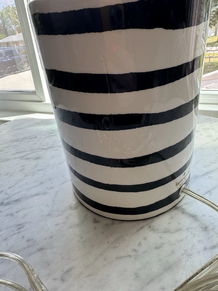Kate Space Black And White Striped Lamp - Image 3 of 4