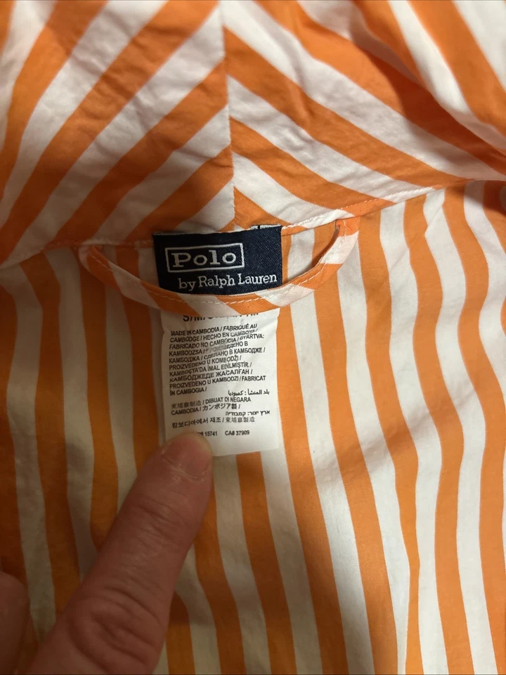 Bata corta a rayas azul/blanco Lauren Ralph Lauren para mujer M 100 % algodón bolsillos Foto 4 de 4