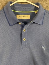 Tommy Bahama Men's L Light Blue Short Sleeve Polo Shirt Marlin Logo Beach Wear