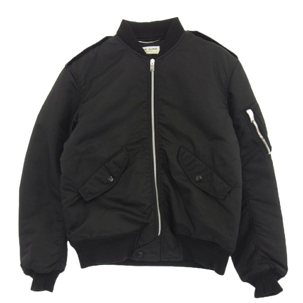 Giacca Bomber Saint Laurent 15AW Periodo Eddy Classico Nero Nylon Lana Polipropi