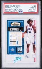 2020 CONTENDERS AUTO-CLEAR TICKET #123 TYRESE MAXEY PSA 9 AUTO 10