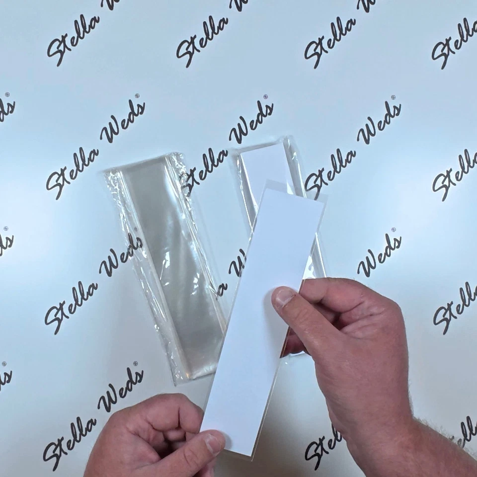 STELLA WEDS 40 Clear Bookmark Sleeves – 47 x 213mm Protective Display Covers For Bookmarks