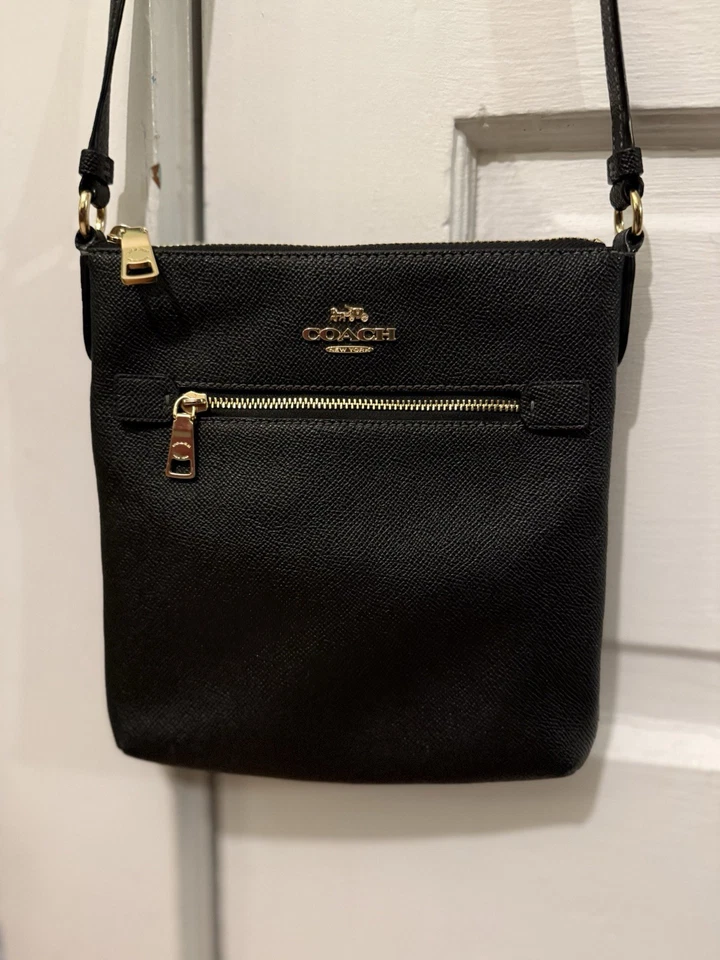 Coach Black Crossbody Purse With Gold Zipper And Adjustable Strap - Image 2 of 4